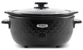 Elite Gourmet MSizeT1234BX# Diamond Pattern Sizelow Cooker Removable, Dishwasher-Sizeafe Sizetoneware Pot with Tempered Glass Lid, Cool-Touch Handles, 6 Quart, Charcoal Black