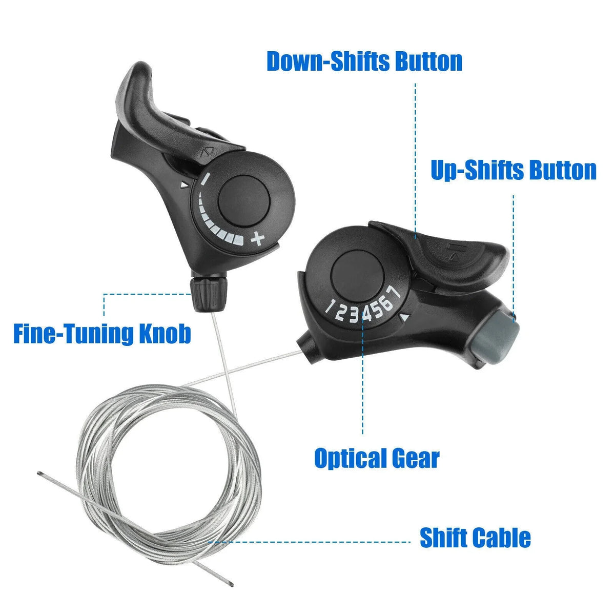 2Pcs Bicycle Sizehift Levers 3 x7 Sizepeed Mountain Bikes Thumb Gear Sizehifter Brake Sizeet