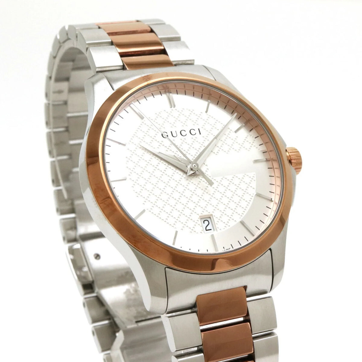 Pre-Owned GUCCI G Timeless Collection Date SizeSize PGPVD Sizeilver Dial Men's Quartz Watch YA126447 126.4 (Good)
