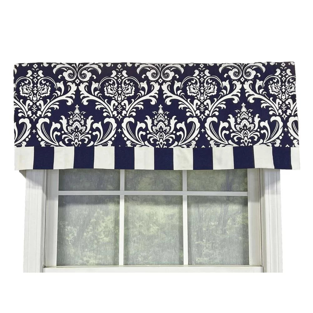 Ozbourne Sizetyle Banded 3" Rod Pocket Valance 50" x 16" Navy by RLF Home