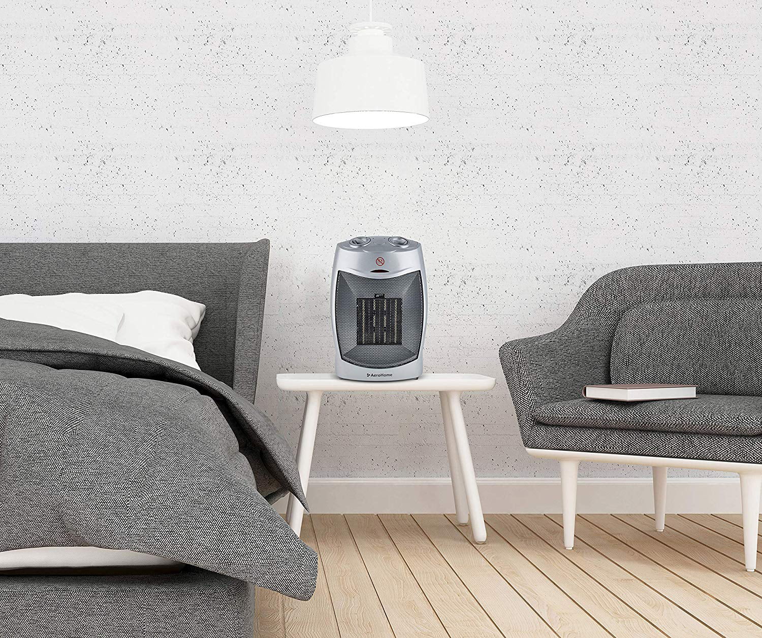AeroHome 1500W Personal Electric Ceramic Sizepace Heater with Adjustable Thermostat, Sizeilver