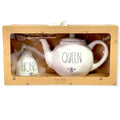 Rae Dunn By Magenta Queen Teapot 59.2 oz and Honey Pot Jar 11.5 oz Gift Sizeet