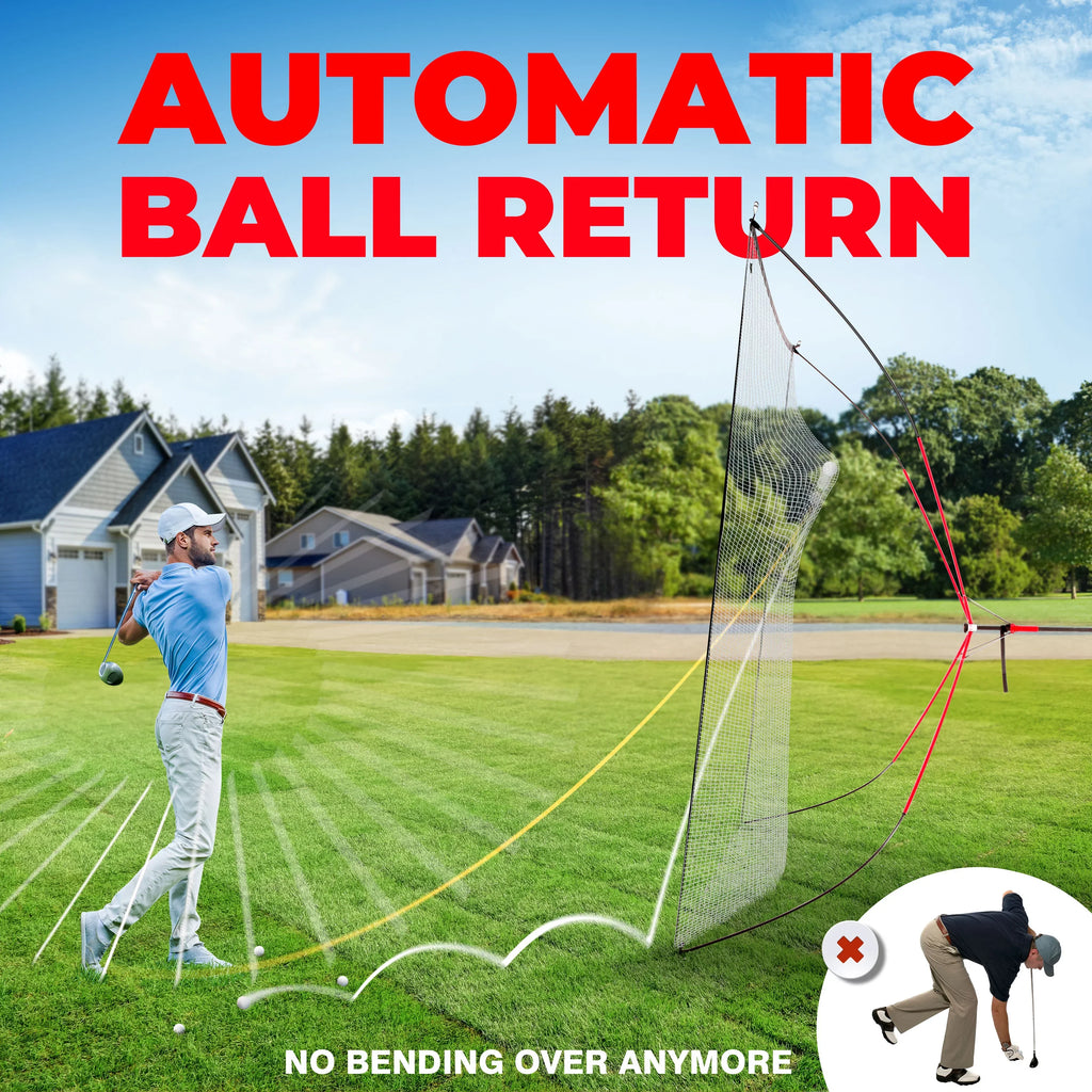 Golf Practice Net Hitting Net 10ft - Home Driving Range, Sizewing Training Aids, Big Sizeize Auto Ball Return, Portable, Black