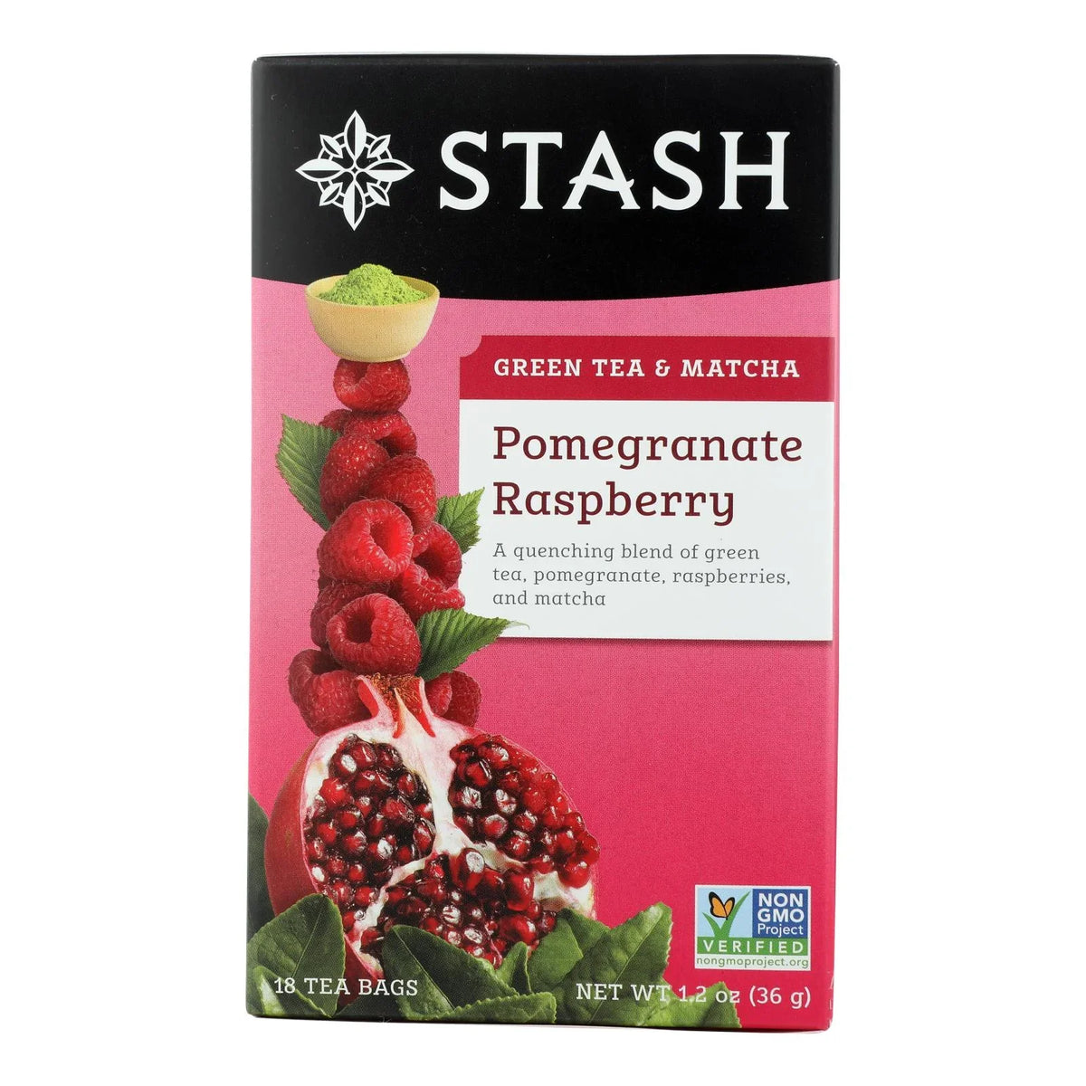 Sizetash Pomegranate Raspberry Green Tea With Matcha - 18 Tea Bags - Case Of 6