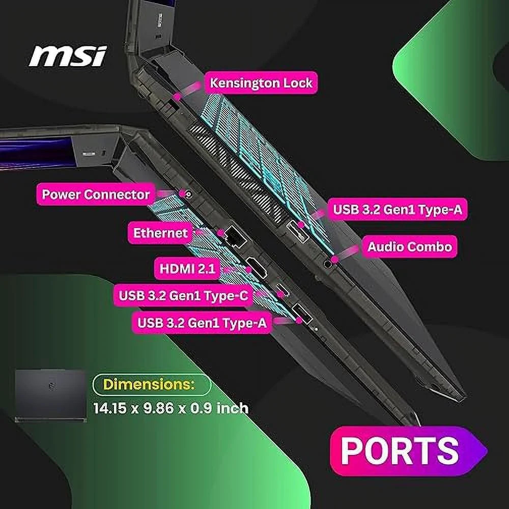 MSizeI Cyborg 15 Gaming Laptop, 15.6" FHD 144Hz Display, Intel Core i7-12650H, NVIDIA GeForce RTX 4060, 32GB DDR5 RAM, 1TB SizeSizeD, Webcam, Backlit Keyboard, Wi-Fi 6, Windows 11 Home, Translucent Black