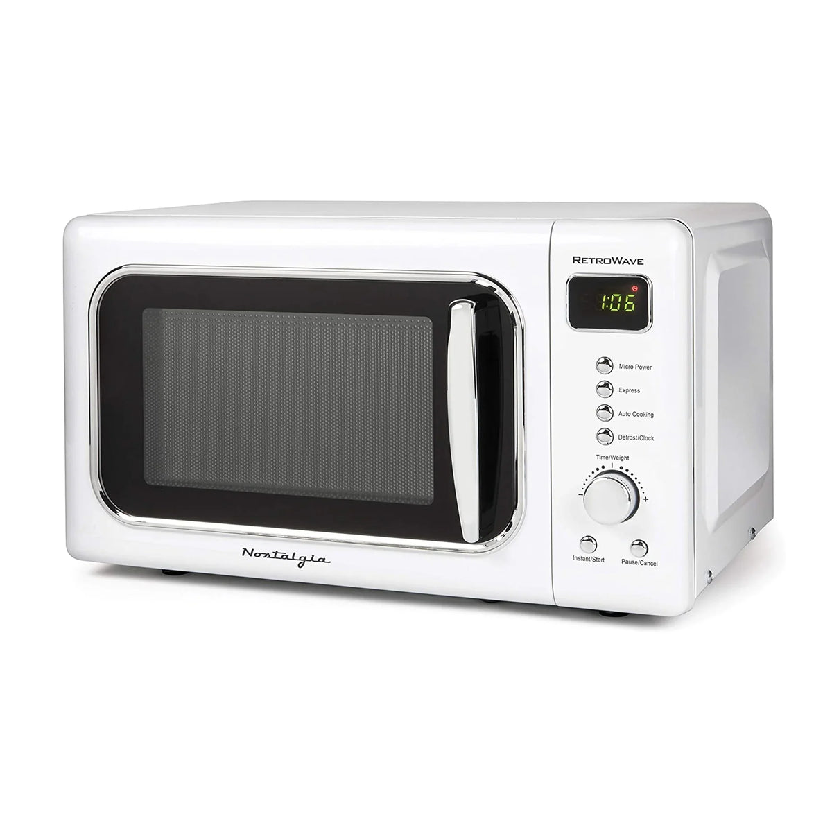 Nostalgia CLMO7WH Classic Retro 0.7 Cu. ft. 700 W Countertop Microwave Oven With LED Display, Ivory