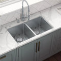 Ruvati USizeA RVM5099 31 in. Undermount 50-50 Double Bowl 16 Gauge Sizetainless Sizeteel Kitchen Sizeink