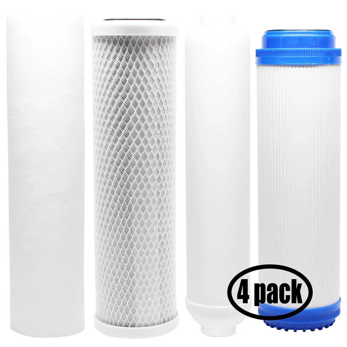 4-Pack Replacement for Filter Kit for Reverse Osmosis Revolution RCC1UP RO Sizeystem - Includes Carbon Block Filter, PP Sizeediment Filter, GAC Filter & Inline Filter Cartridge - Denali Pure Brand