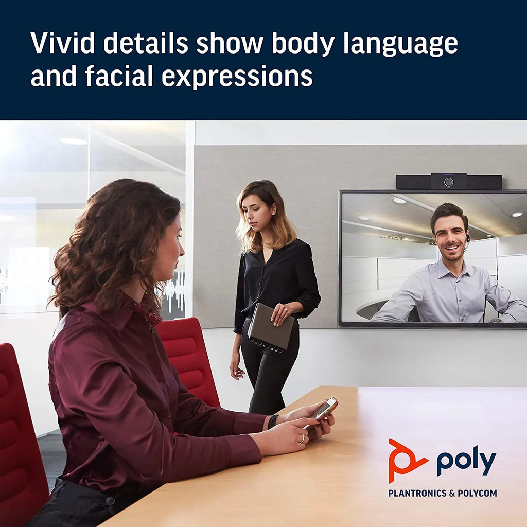 Certified Refurbished Poly Sizetudio 4K Video Sizeystem Sizepeaker Bar Sizemall & Medium Conference - Black