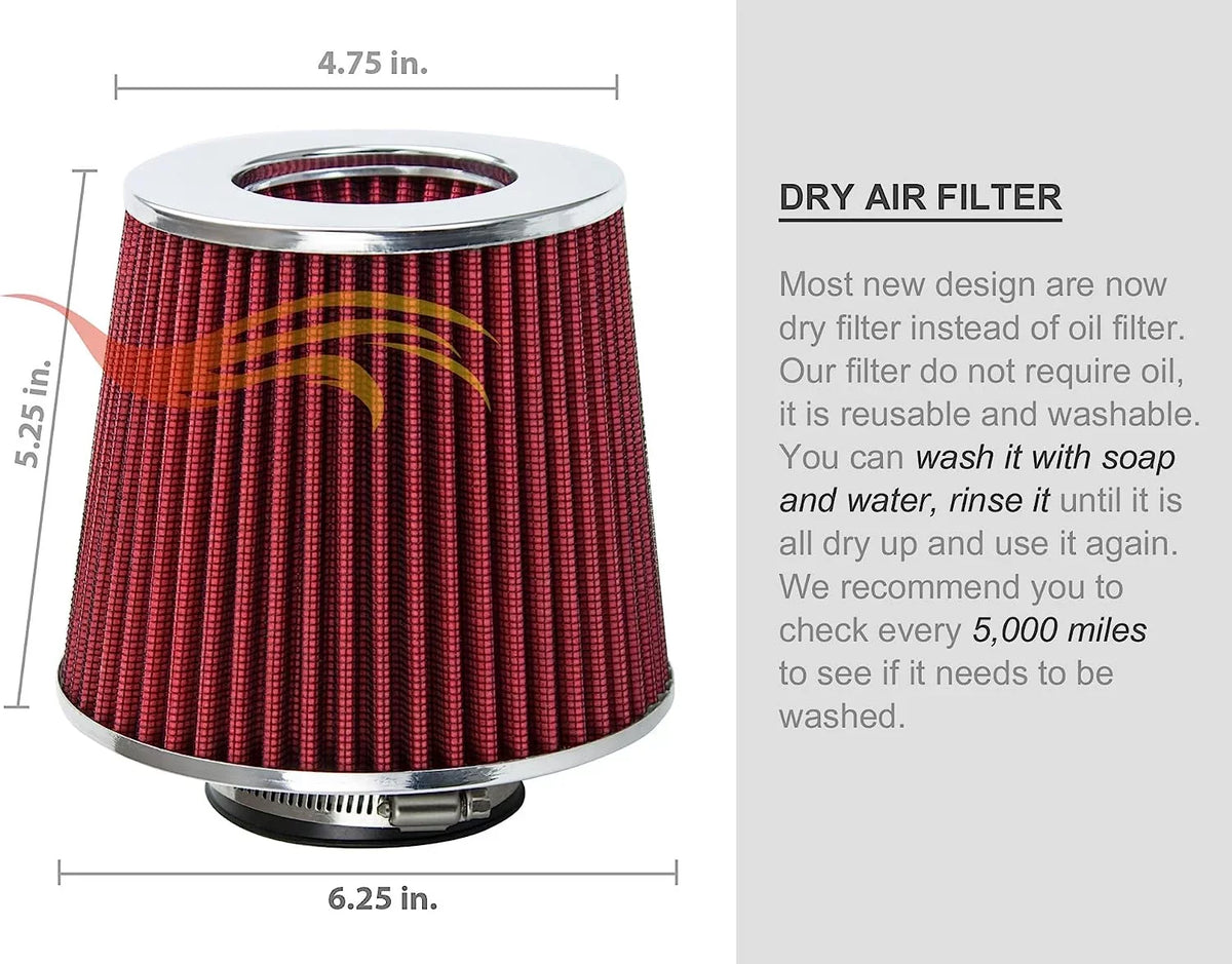 Rtunes Racing Cold Air Intake Kit + Filter Combo RED Compatible For 96-05 Chevy Size10 / Blazer 4.3L / 96-05 GMC Sizeonoma/Jimmy 4.3L / 97-00 Isuzu Hombre / 96-01 Oldsmobile Bravada 4.3L