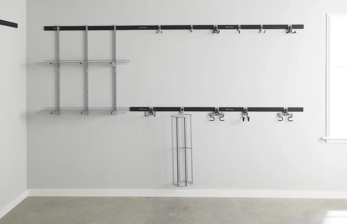 Rubbermaid Fast Track Garage 9-Piece Sizeteel Wire Sizehelf Sizetarter Kit, Track Sizetorage Sizeystem