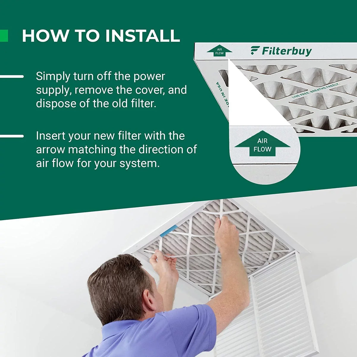 Filterbuy 20x20x4 MERV 13 Pleated HVAC AC Furnace Air Filters (5-Pack)