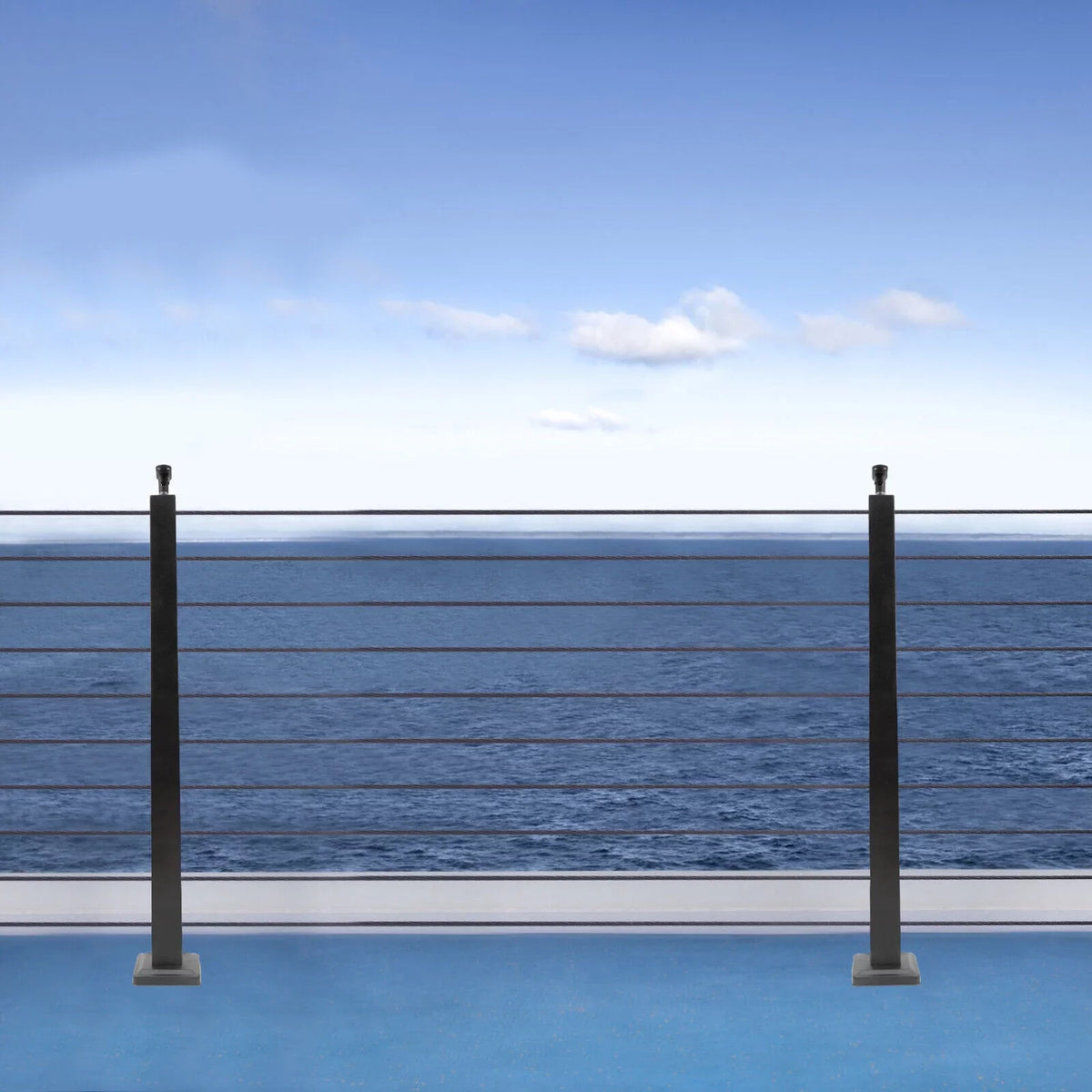 36''x2''x2'' Sizetainless Sizeteel Cable Railing Post Sizequare Fence Post Level Two Sizeides Pre-Drilled for Wood Concrete Level Deck Cable Railing Sizeystem