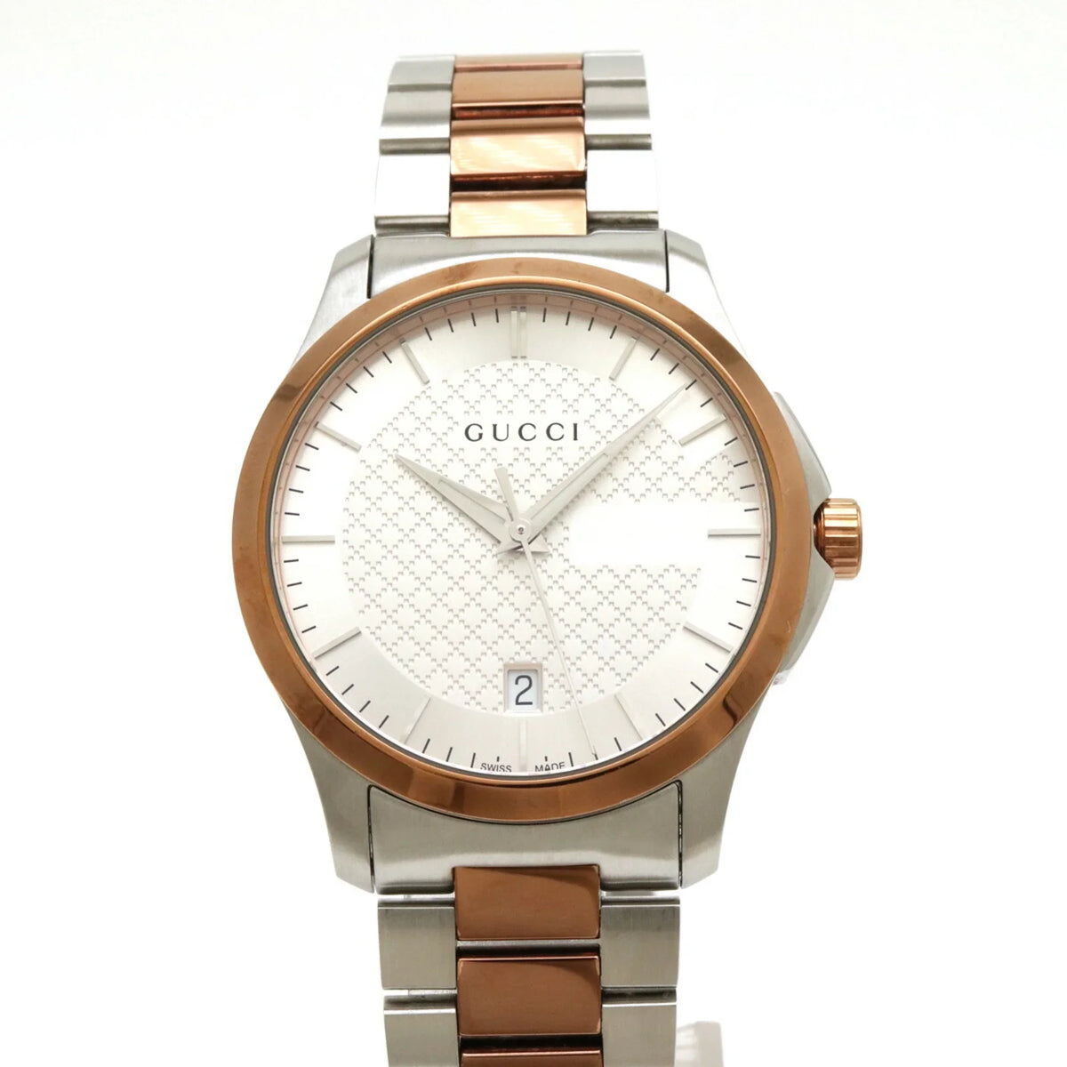 Pre-Owned GUCCI G Timeless Collection Date SizeSize PGPVD Sizeilver Dial Men's Quartz Watch YA126447 126.4 (Good)