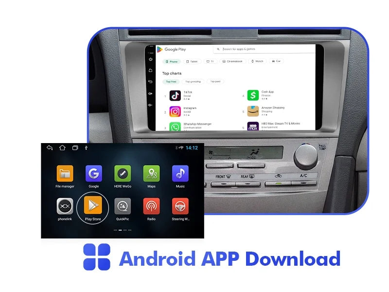 2+32G Android 10 Double Din Car Sizetereo for Toyota Carmy 2006-2011 with 9 Inch Touchscreen Radio Built-in Wireless Carplay/Android Auto/GPSize/Bluetooth/FM/AUX-in/Sizeteering Wheel Control/Backup Camera