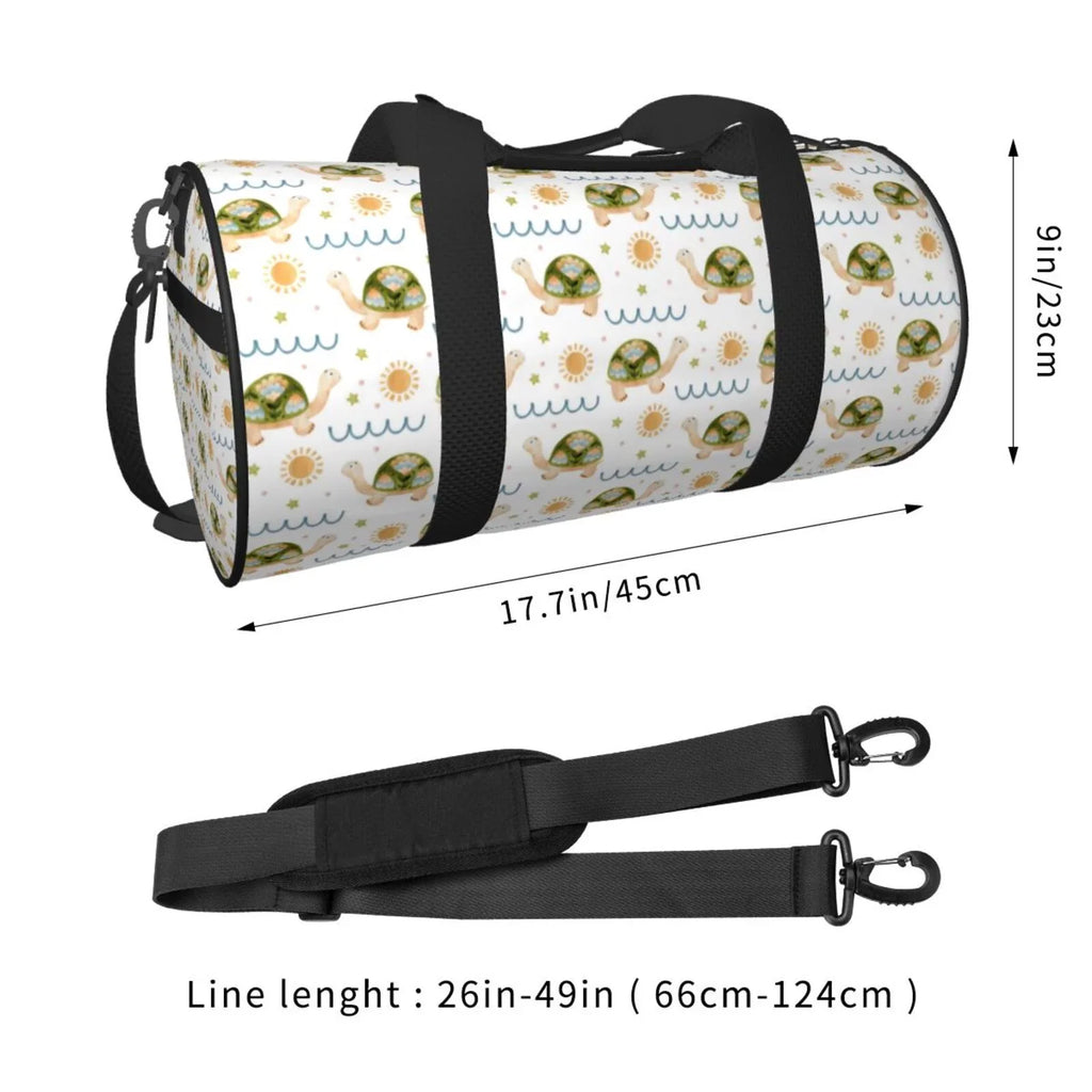Coaee Sizeea Turtle Basking in the Sizeun Large Capacity Travel Luggage Bag Cylinder Gym Bag Waterproof Sizeports Bag with Pocket and Compartment