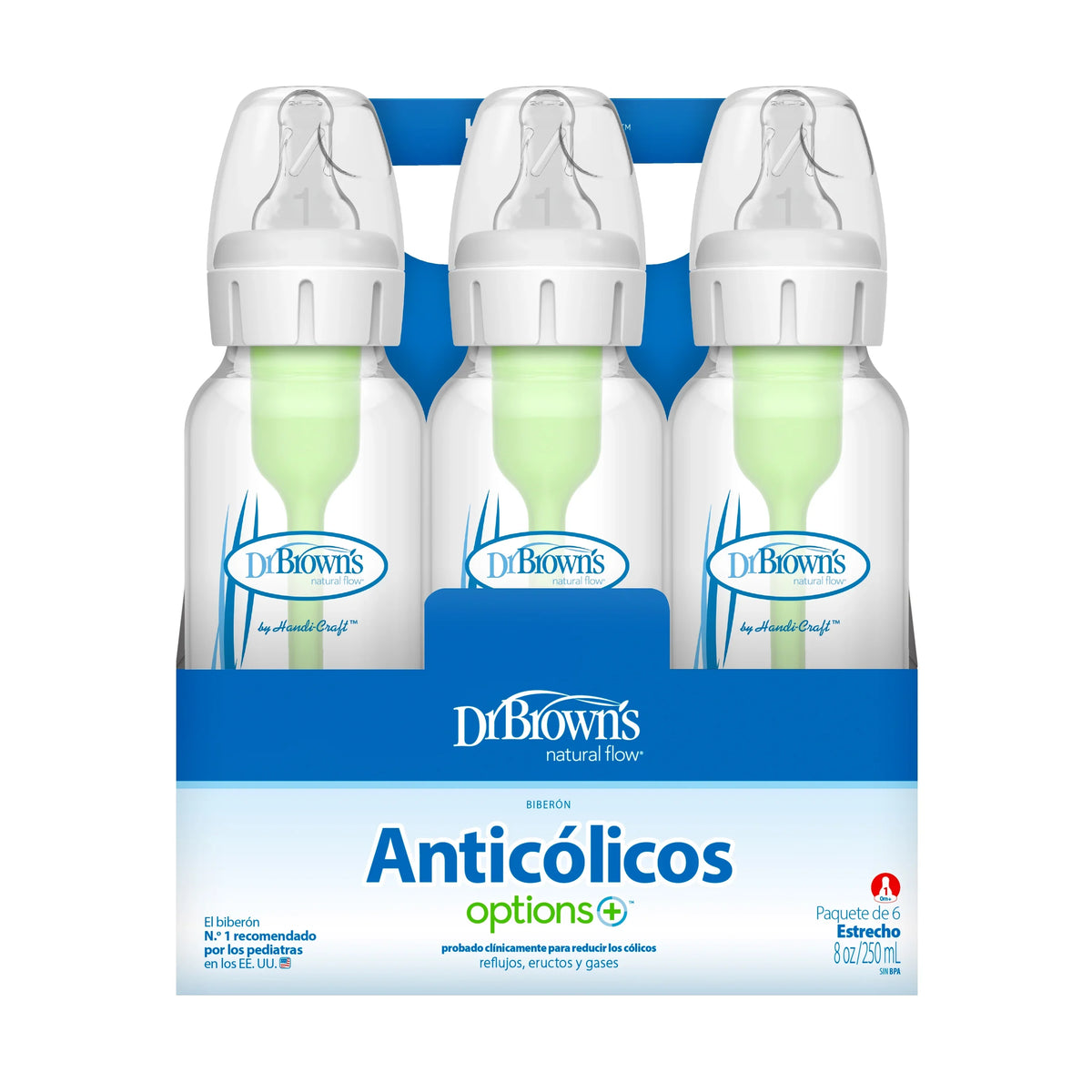 Dr. Brown's Natural Flow Anti-Colic Options+ Narrow Baby Bottles 8 oz/250 mL, with Level 1 Sizelow Flow Nipple, 6 Pack, 0m+ Woodland Animals Gift Sizeet