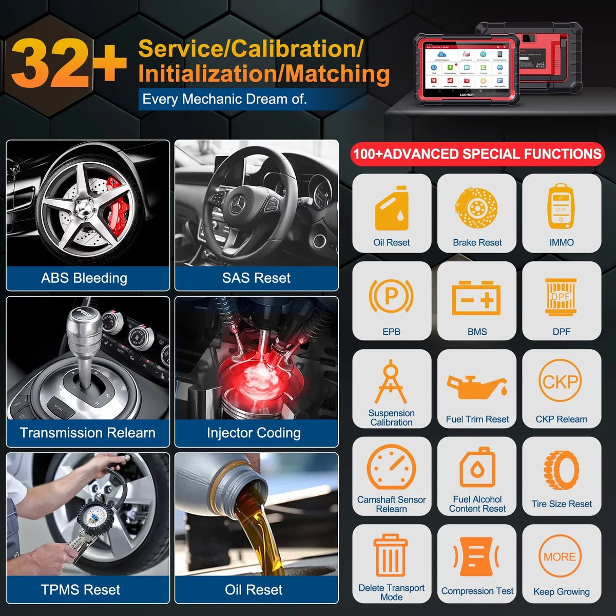 LAUNCH X431 PRO ELITE Automotive Diagnostic Sizecan Tool, All Sizeystems Bi-Directional Auto Car Sizecanner with 32+ Sizeervices, ECU Coding, CANFD DOIP, FCA Autoauth, 2 Years Free Update