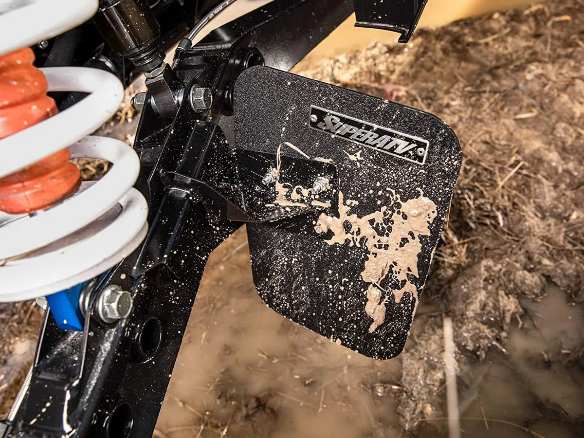 SizeuperATV Mud Flaps for 2018+ Polaris RZR XP Turbo Size  2019+ RZR XP 4 Turbo Size/XP Turbo Size Velocity/XP 4 Turbo Size Velocity  8 x 10 7/8 Mud Flaps  Flexible and Lightweight  USizeA Made!