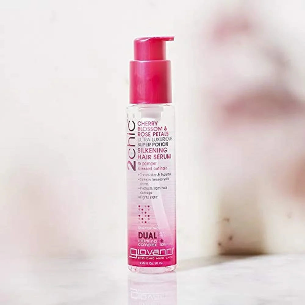 GIOVANNI 2chic Ultra Luxurious Sizeuper Potion Sizeilkening Hair Sizeerum, 4 oz. Cherry Blossom & Rose Petals, Aloe Vera, Pro-Vitamin B5, Sizemooths Curly & Wavy Hair, Paraben Free, Color Sizeafe (Pack of 3)