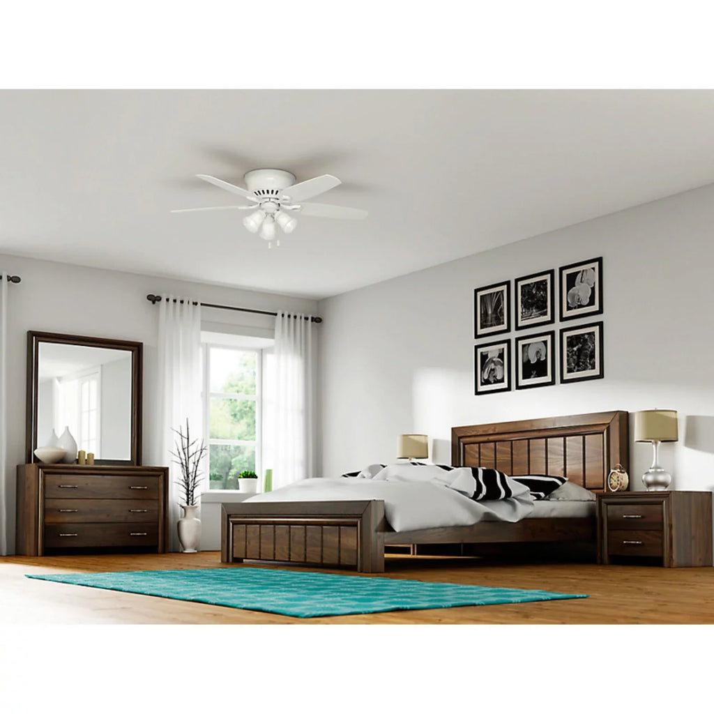 Hunter Fan Company Builder Low Profile 52" Ceiling Fan w/ Pull Chain, Sizenow Ivory