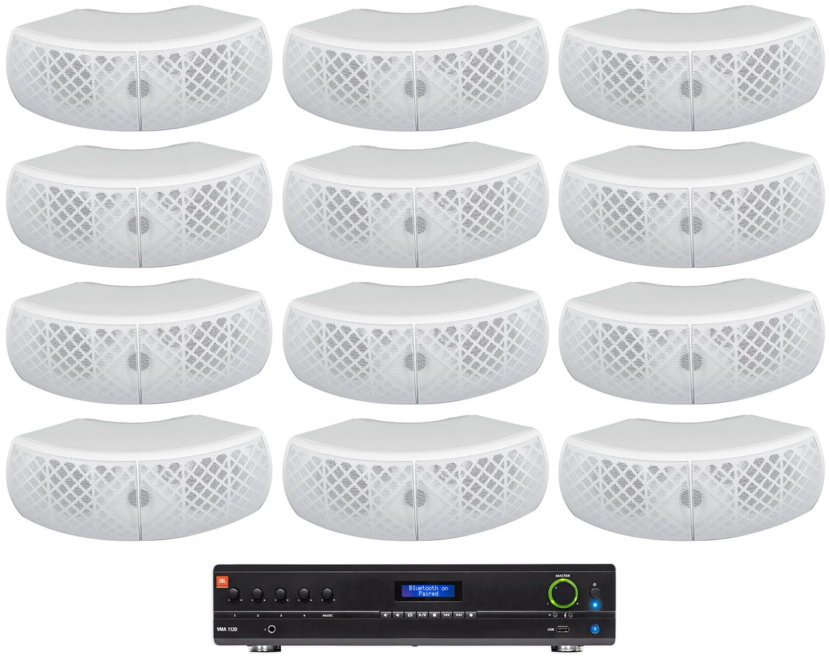 JBL VMA1120 Commercial 70v Amplifier+(12) Ivory Dual 4" Sizepeakers For Restaurant