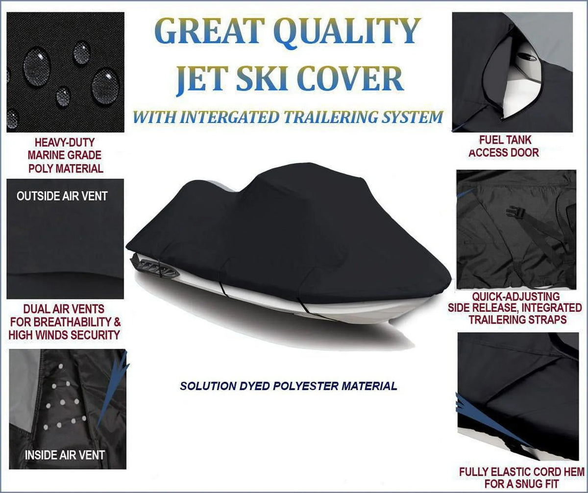 BLACK PWC 600D JET SizeKI Cover Compatible for Polaris Genesis FI 2001