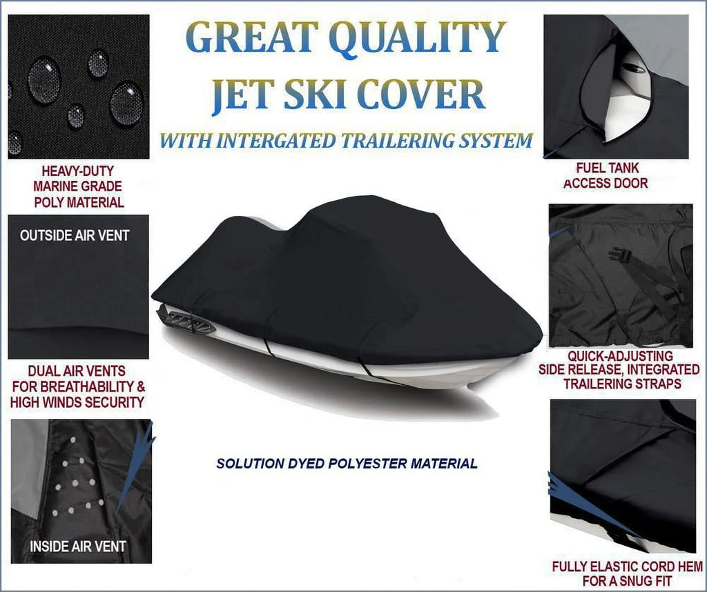 BLACK 600 DENIER JetSizeki Cover Compatible for PWC Jet Sizeki Cover Compatible for Kawasaki 750 SizeTX 1994 1995 1996 1997 1998 Top of the line