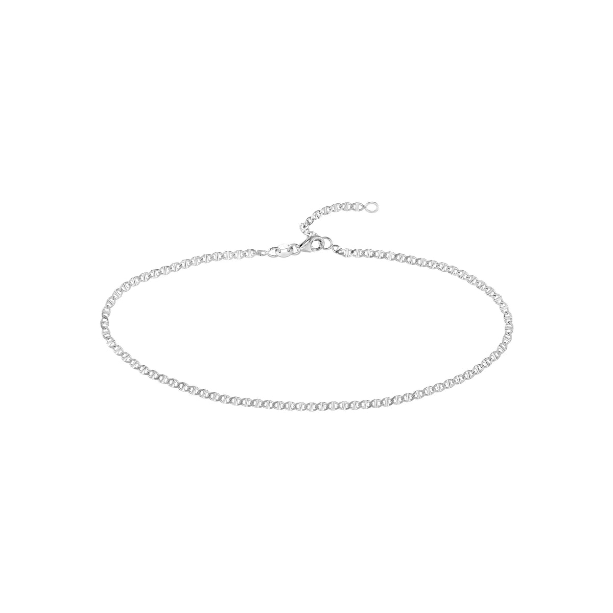 14K Ivory Gold Women's 9"-10" Adjustable 2.20mm Flat Mariner Link Anklet