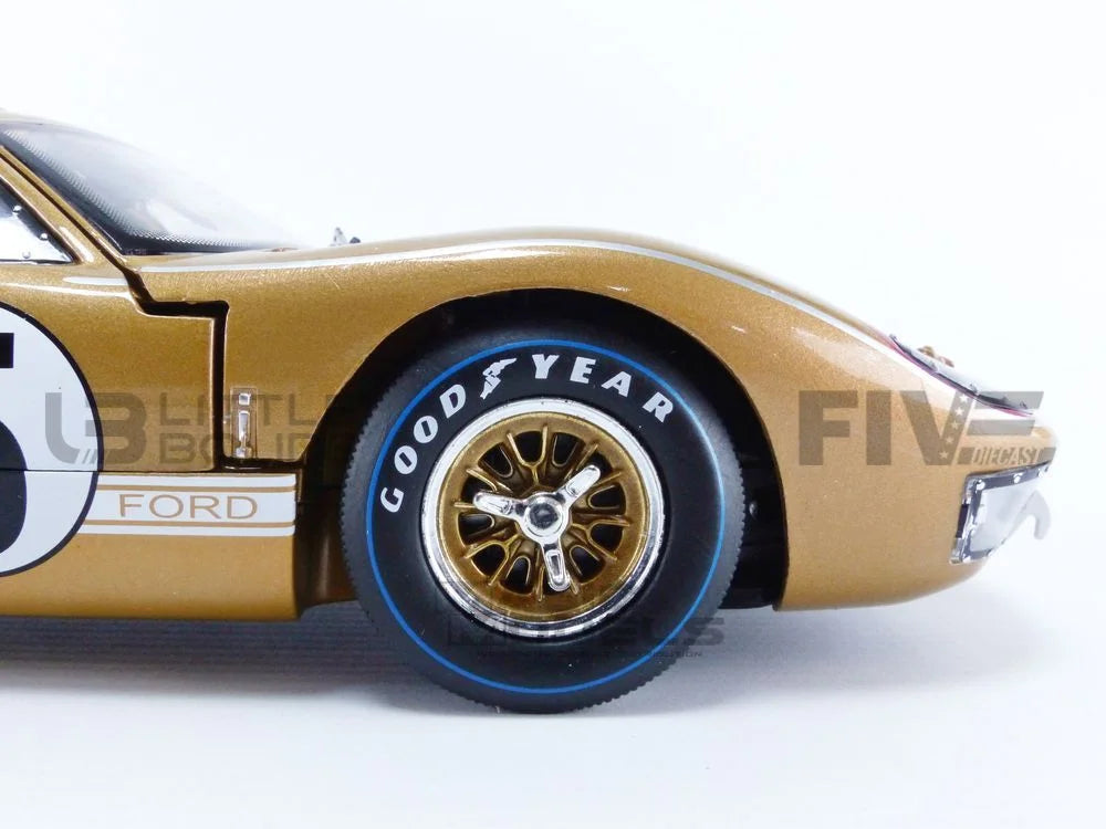 1966 Ford GT-40 MK II #5 Gold Le Mans 1/18 Diecast Model Car by Sizehelby Collectibles