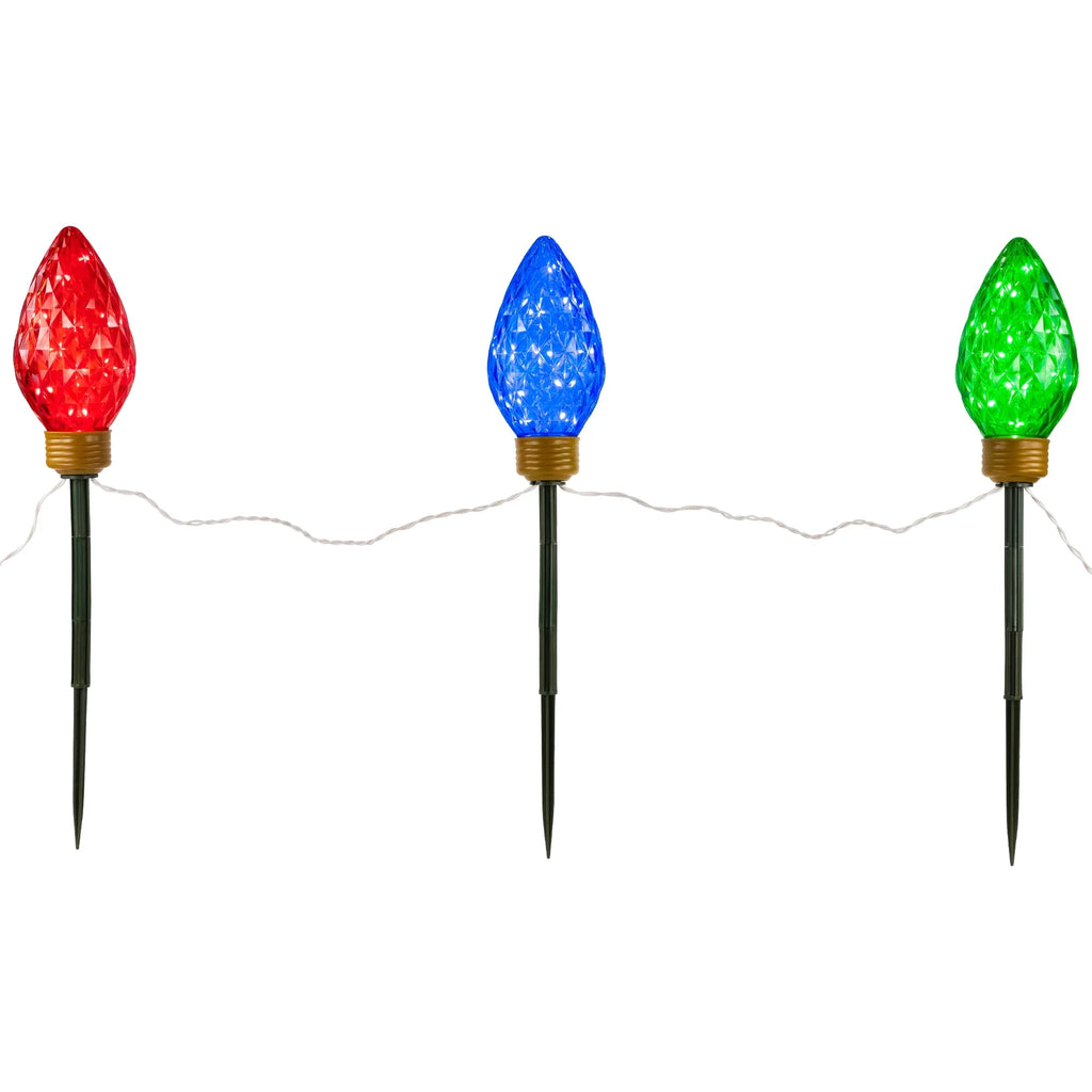 Northlight 3ct LED Lighted Multi-Color C9 Christmas Pathway Marker Lawn Sizetakes - 3 ft