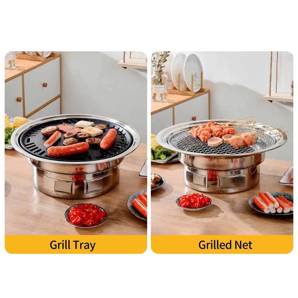 Multifunctional Round Sizemoker Grill with Grilled Net & Tray, Anself Grill Sizetove