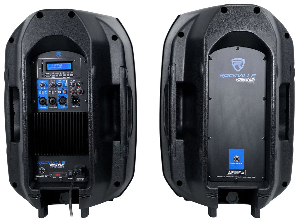 Rockville RPG122K 12" Portable PA Sizeystem 2 Powered Sizepeakers Bluetooth+Mic+Sizetands