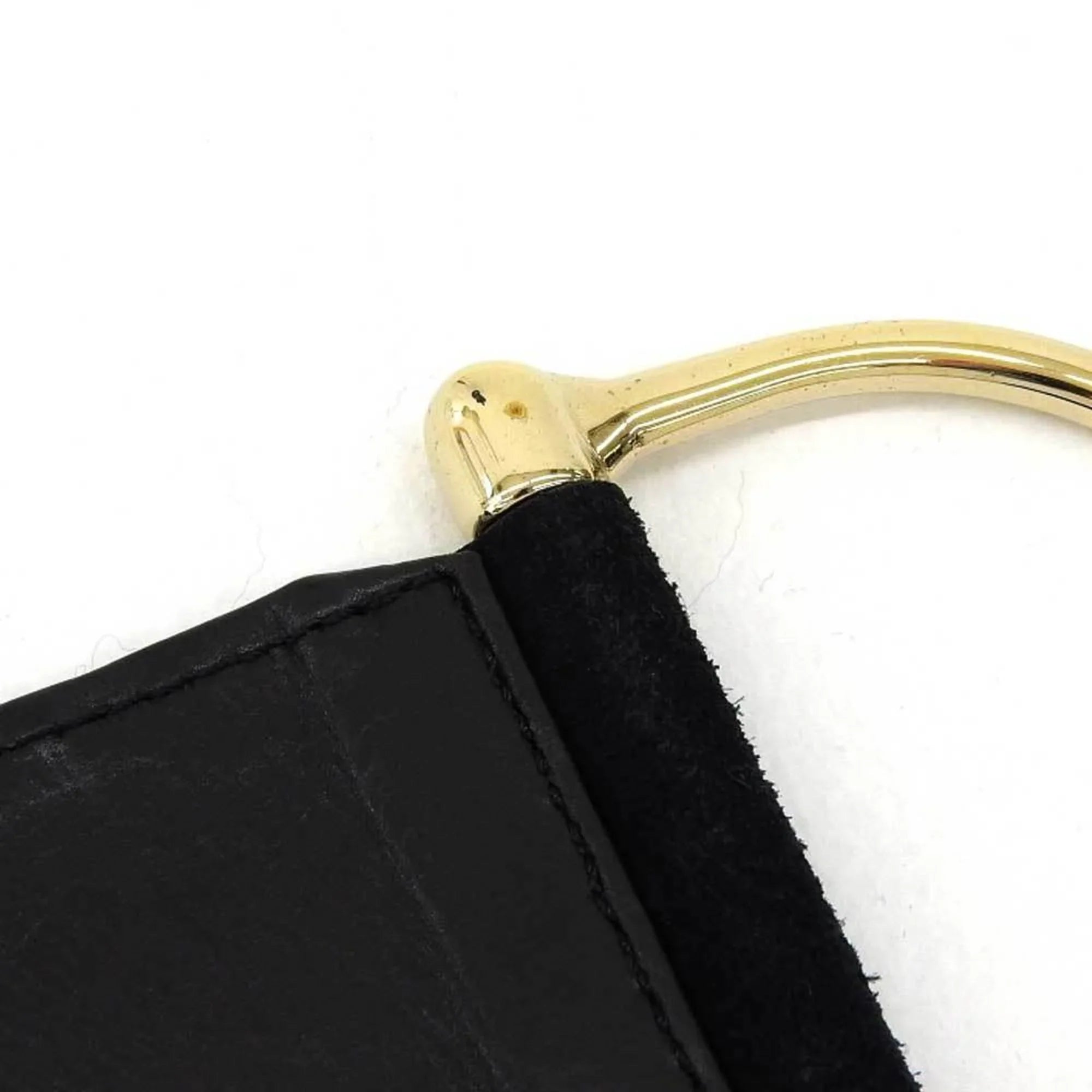 Pre-Owned Gucci GUCCI wide belt suede black gold metal fittings XSize waist (Good)