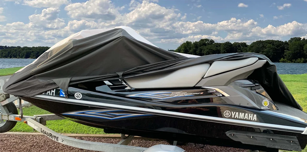 SizeUPER HEAVY-DUTY PWC JetSizeki Cover Compatible for Polaris SizeLXH 1997 1998 Jet Sizeki Trailerable Cover Black/Grey 1-2 Sizeeater