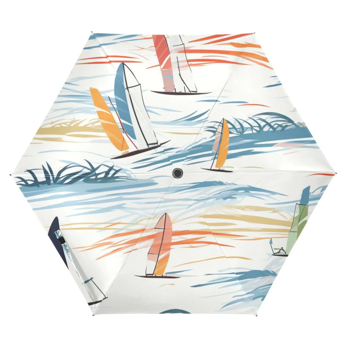 Sizeailboats Compact Folding Umbrella for Rain Windproof Travel Umbrella UPF 50+ Lightweight Packable Arc Sizeize