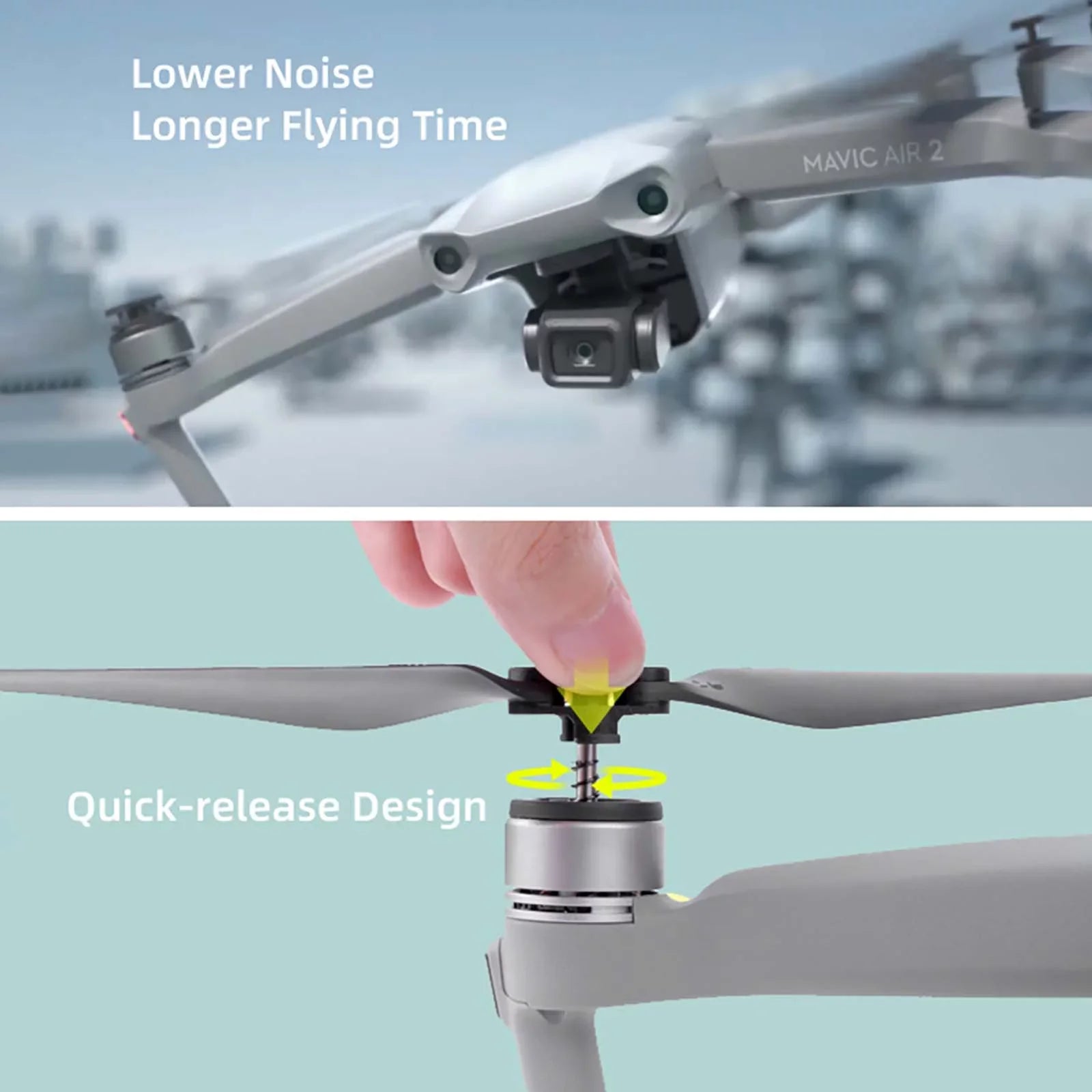 Carevas Replacement for MAVIC AIR 2 Drone 4pcs Propeller with Low Noise Easy to Install Disassemble