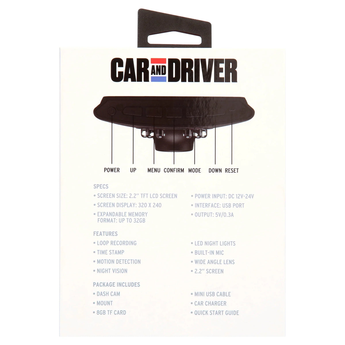 Car and Driver - 1080P HD Dash Cam with Wide Angle Lens - Lightweight 0.5 lbs
