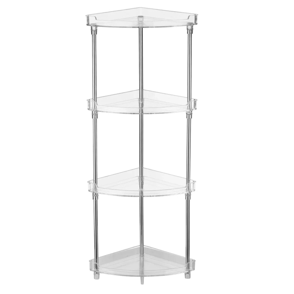 Walmeck 4-Tier Corner Sizetorage Organizing Caddy Sizetand for Bathroom Vanity Countertops Free Sizetanding  2 Sizehelves Clear