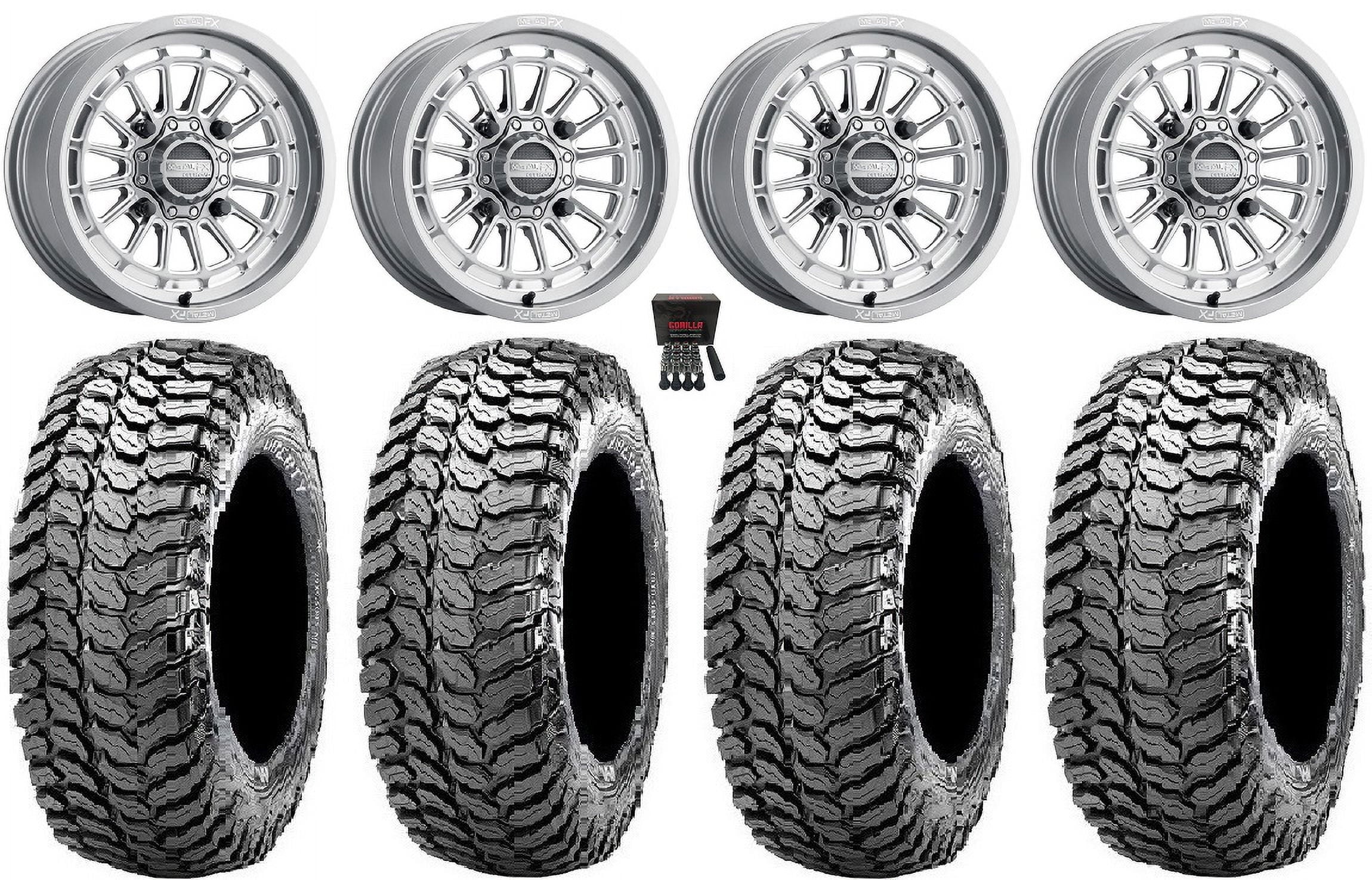 MetalFX Delta Contrast Cut 15" Wheels Gm 29" Liberty Tires Can-Am Maverick X3 / Honda Pioneer 1000 / Talon