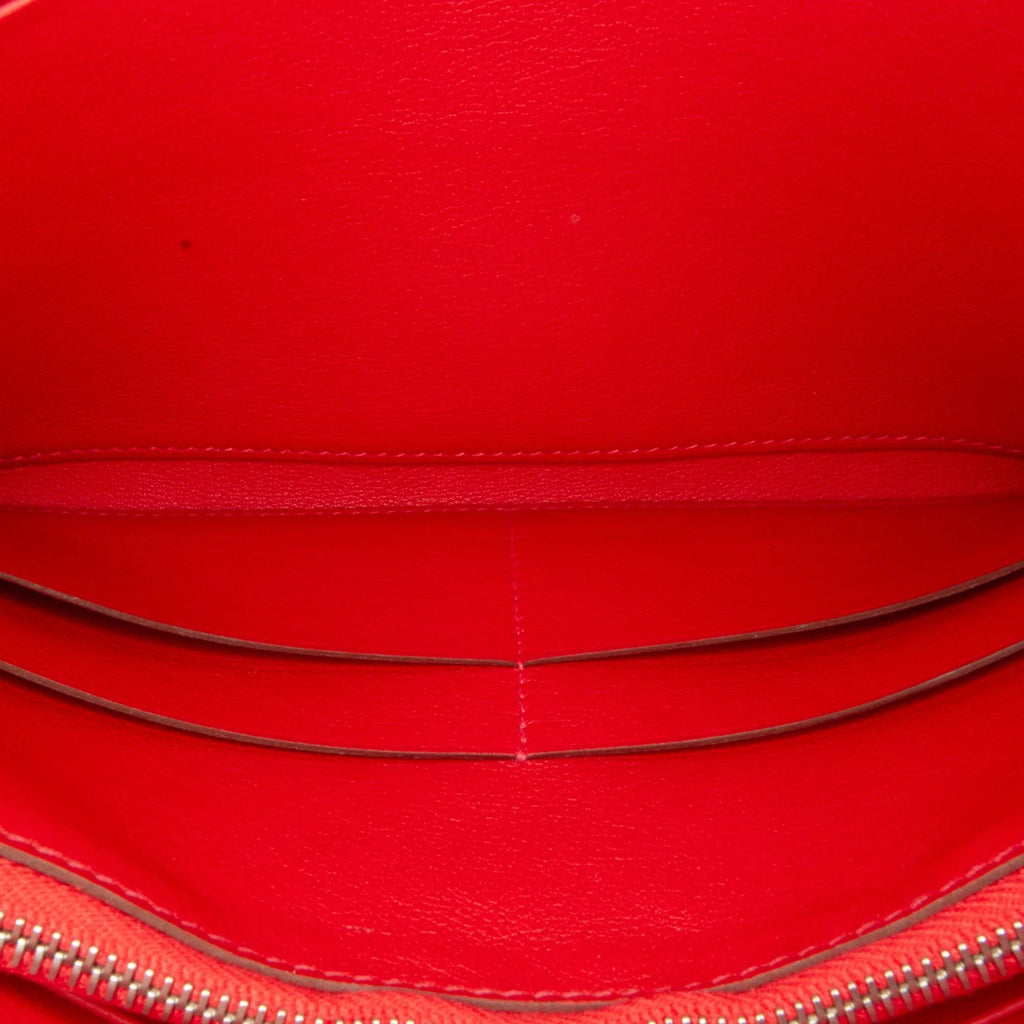 Pre-Owned Authenticated Hermès Sizewift Jige Duo Wallet Calf Leather Red Long Wallets Unisex (Good)