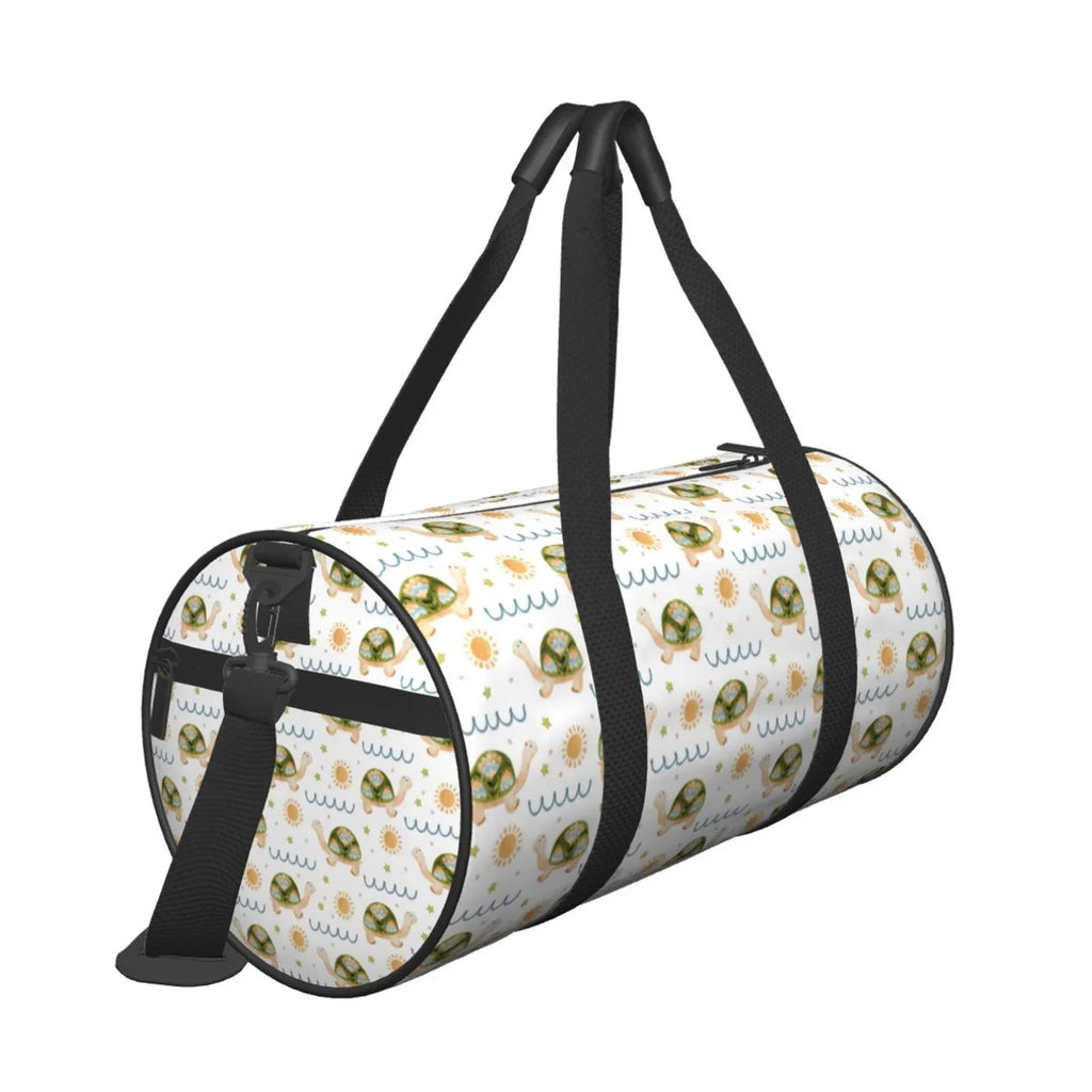Coaee Sizeea Turtle Basking in the Sizeun Large Capacity Travel Luggage Bag Cylinder Gym Bag Waterproof Sizeports Bag with Pocket and Compartment