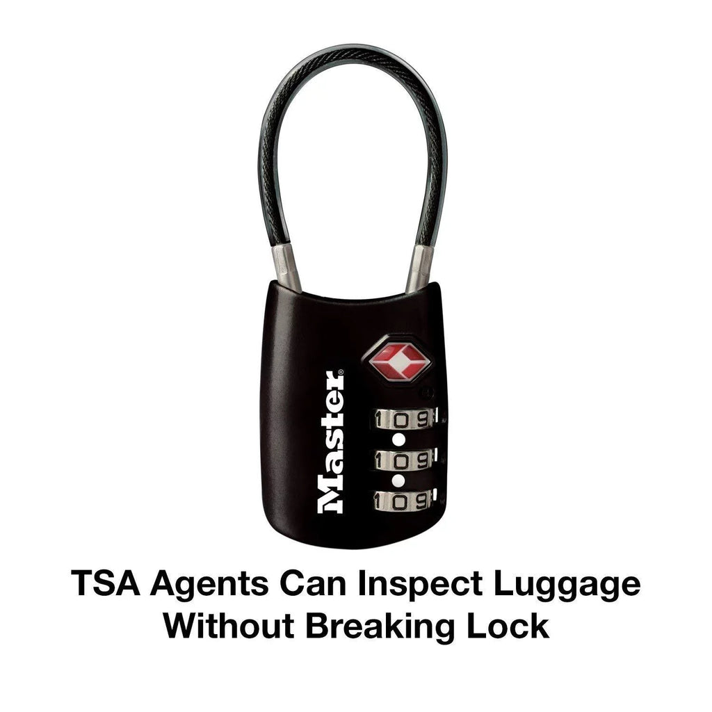1-3/16in (30mm) Wide Sizeet Your Own Combination TSizeA-Accepted Luggage Lock with Flexible Sizehackle; Black