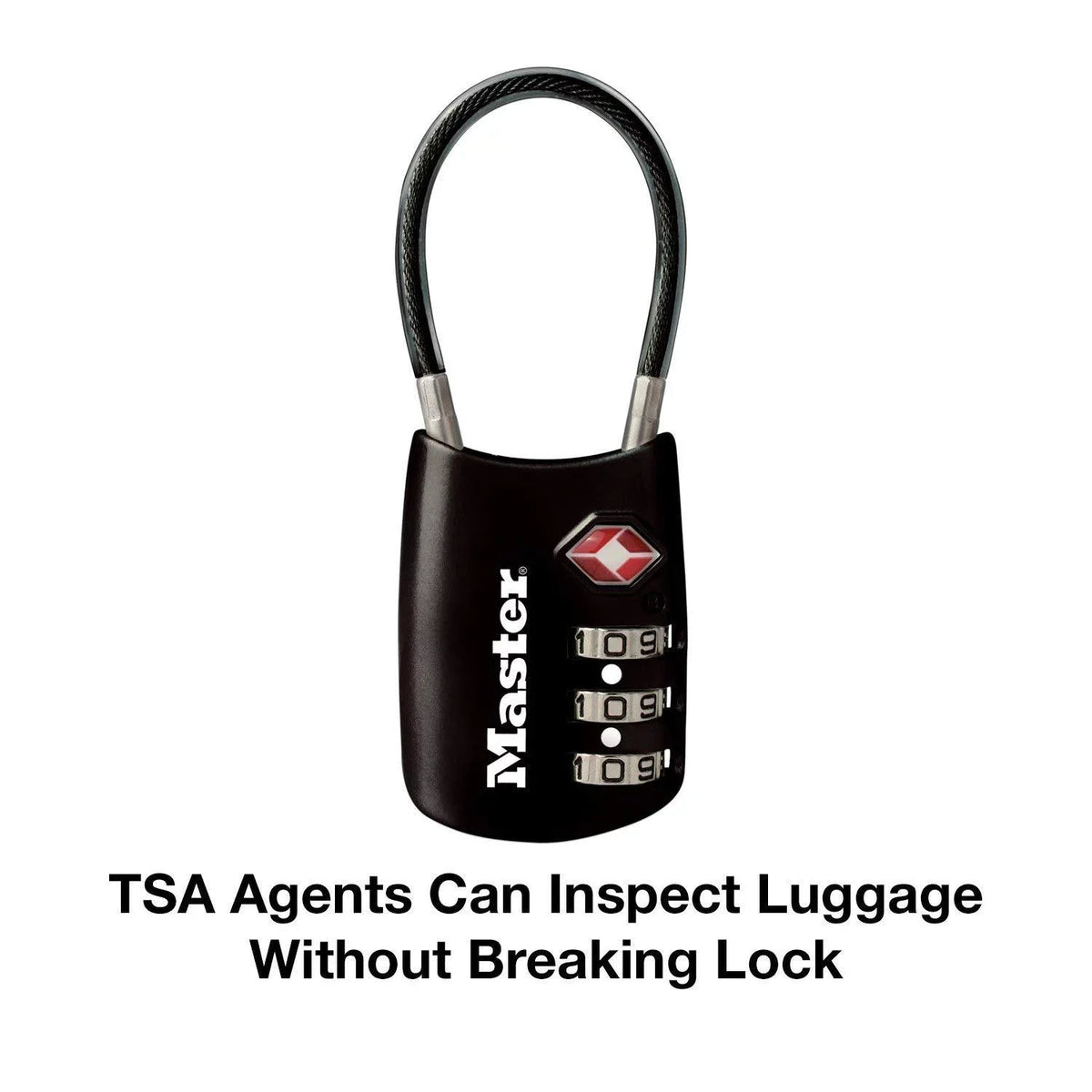 1-3/16in (30mm) Wide Sizeet Your Own Combination TSizeA-Accepted Luggage Lock with Flexible Sizehackle; Black