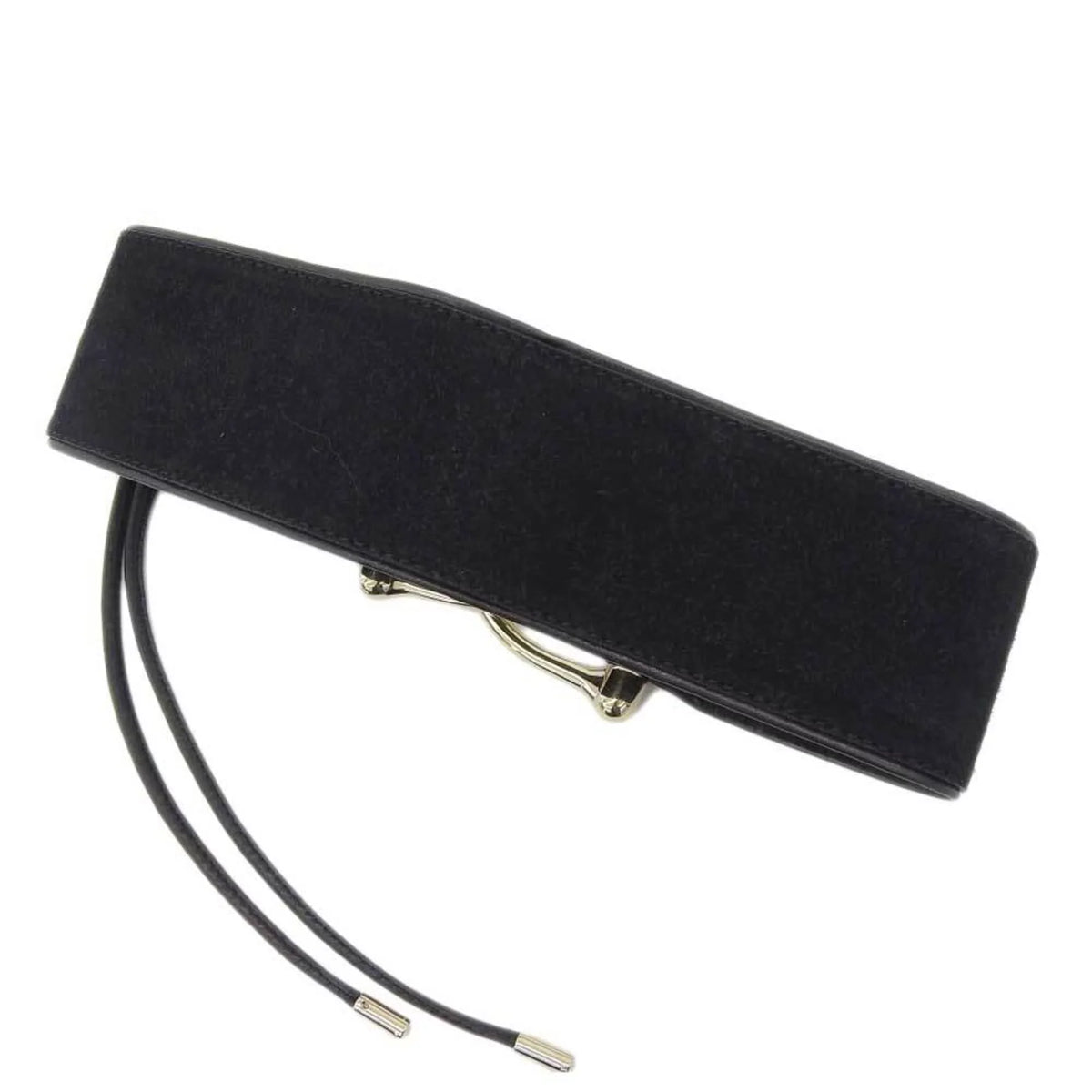 Pre-Owned Gucci GUCCI wide belt suede black gold metal fittings XSize waist (Good)