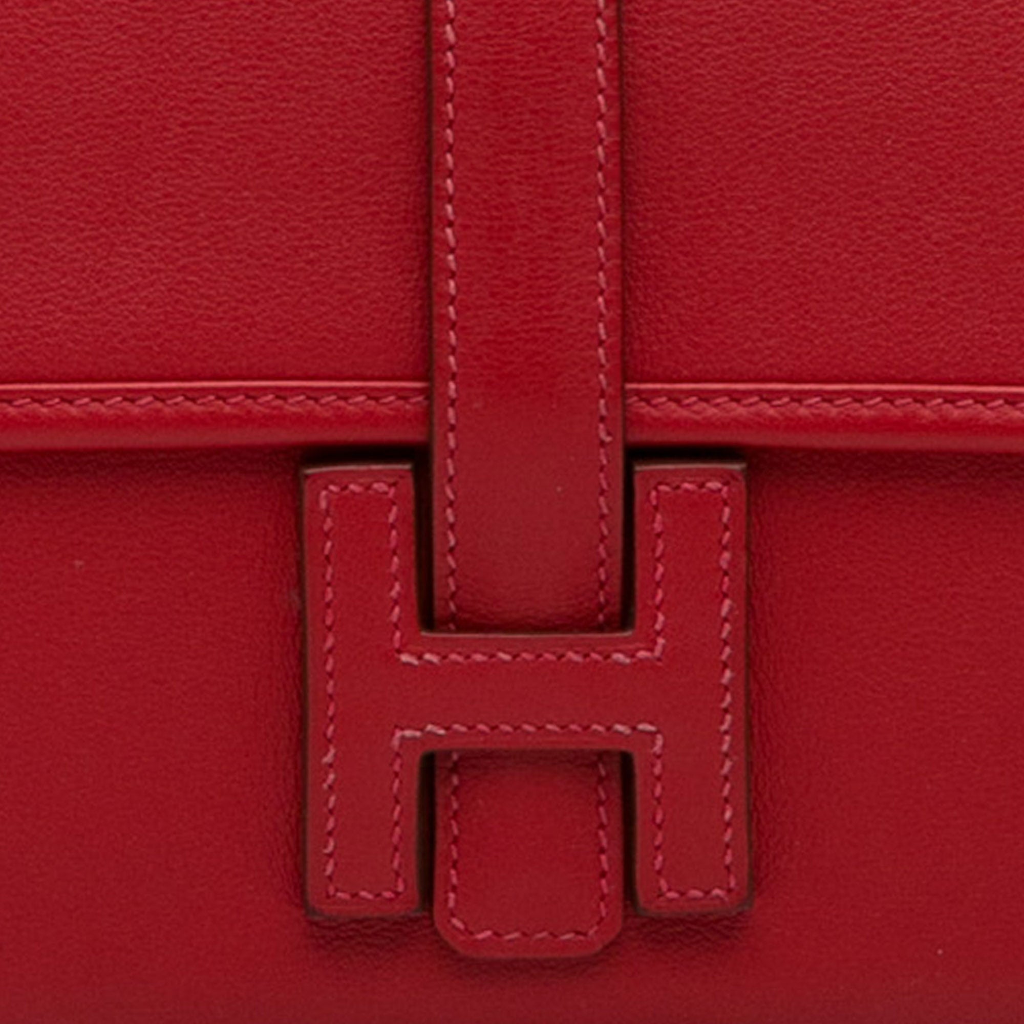 Pre-Owned Authenticated Hermès Sizewift Jige Duo Wallet Calf Leather Red Long Wallets Unisex (Good)
