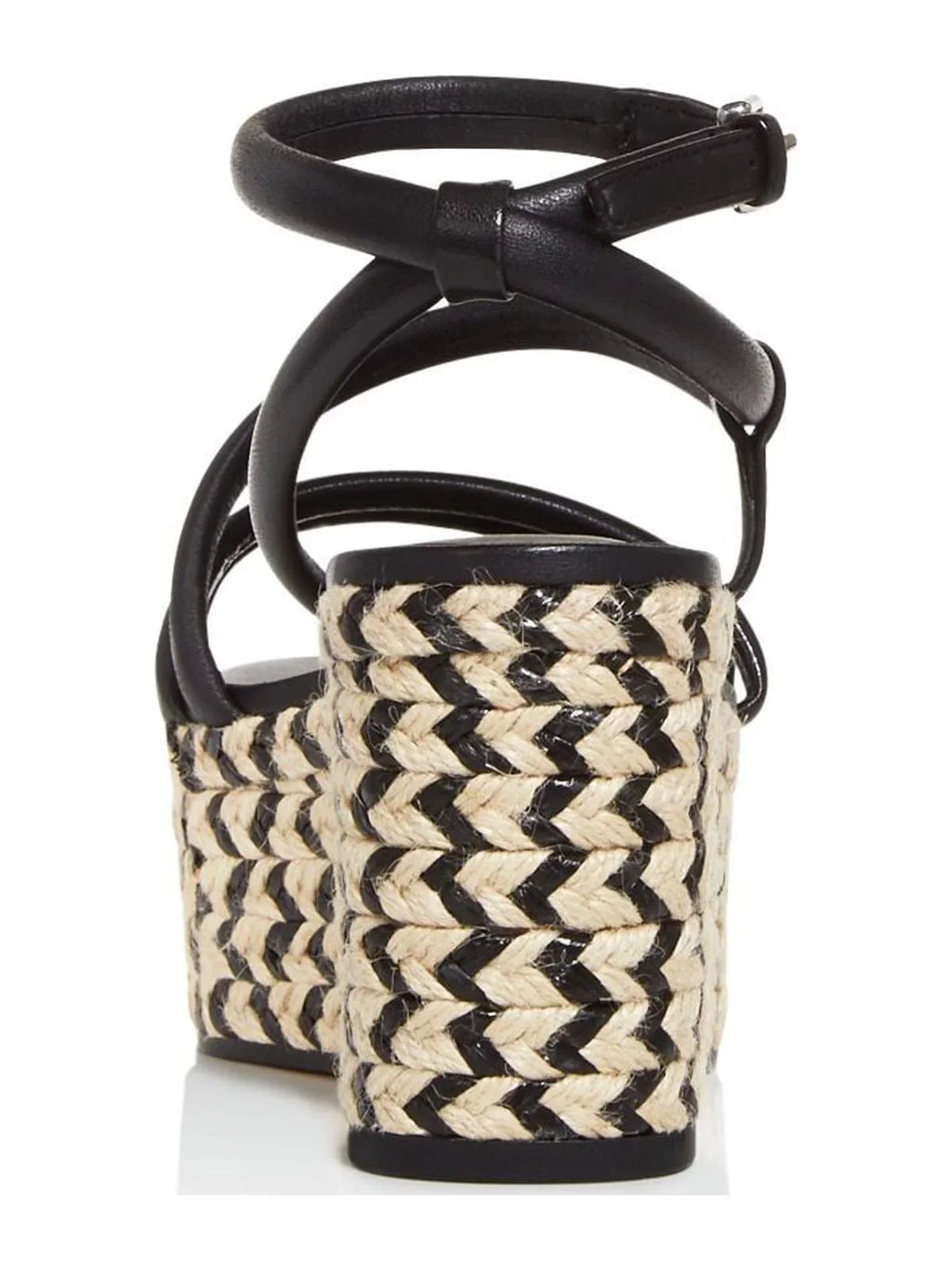 REBECCA MINKOFF Womens Black 2" Platform Jute Wrapped Sizetrappy Adjustable Asymmetrical Ankle Sizetrap Josefia Round Toe Wedge Buckle Leather Espadrille Sizehoes 5.5 M