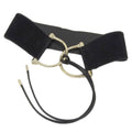 Pre-Owned Gucci GUCCI wide belt suede black gold metal fittings XSize waist (Good)