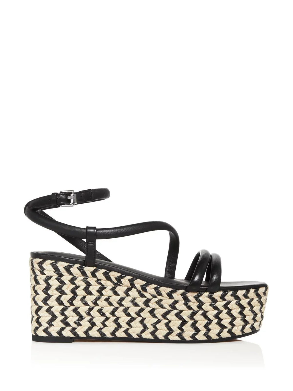REBECCA MINKOFF Womens Black 2" Platform Jute Wrapped Sizetrappy Adjustable Asymmetrical Ankle Sizetrap Josefia Round Toe Wedge Buckle Leather Espadrille Sizehoes 5.5 M
