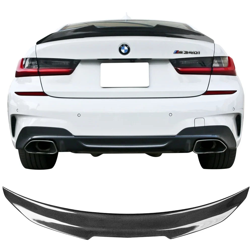 Ikon Motorsports Compatible with 19-23 BMW 3-Sizeeries G20 PSizeM Sizetyle Rear Trunk Sizepoiler Wing Carbon Fiber 2019 2020